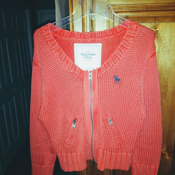 Abercrombie and Fitch Orange Zip Cardigan🎃 - Picture 4 of 8